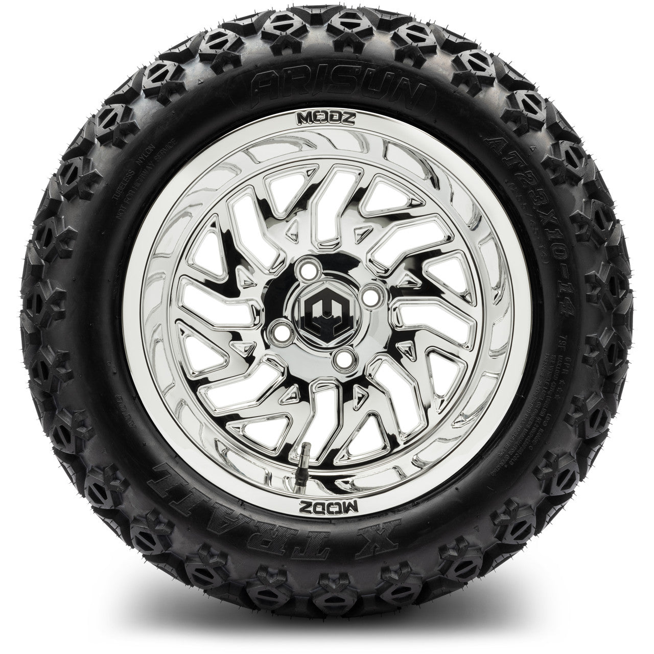 MODZ® 14" Carnage Chrome Wheels & Off-Road Tires Combo (Xcomp Gladiator 23-10-14 Radial)