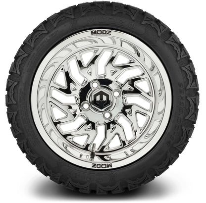 MODZ® 14" Carnage Chrome Wheels & Off-Road Tires Combo (Xcomp Gladiator 23-10-14 Radial)