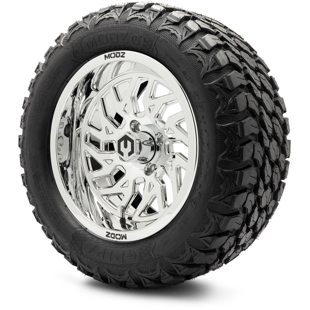 MODZ® 14" Carnage Chrome Wheels & Off-Road Tires Combo (Arisun X-Armory All-Terrain 23x10-14 Radial)