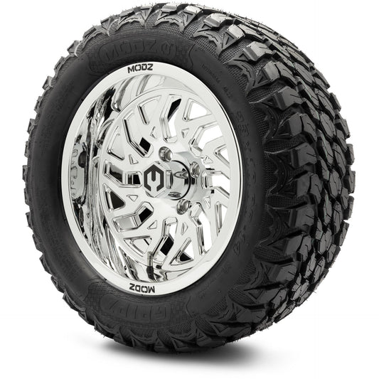 MODZ® 14" Carnage Chrome Wheels & Off-Road Tires Combo (MODZ Gripz 23x10-14)