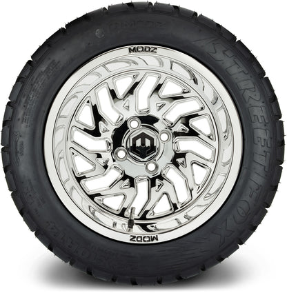 MODZ® 14" Carnage Chrome Wheels & Street Tires Combo (MODZ Street Fox Radial 23x10-14)