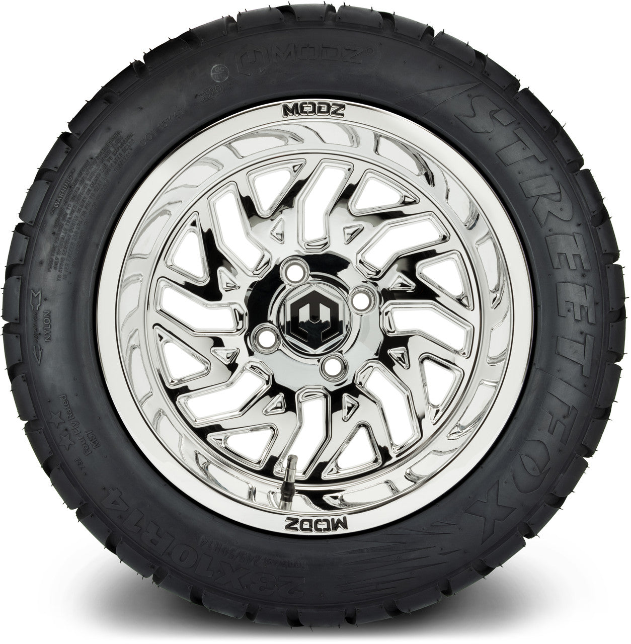 MODZ® 14" Carnage Chrome Wheels & Street Tires Combo (MODZ Street Fox Radial 205/40-14)