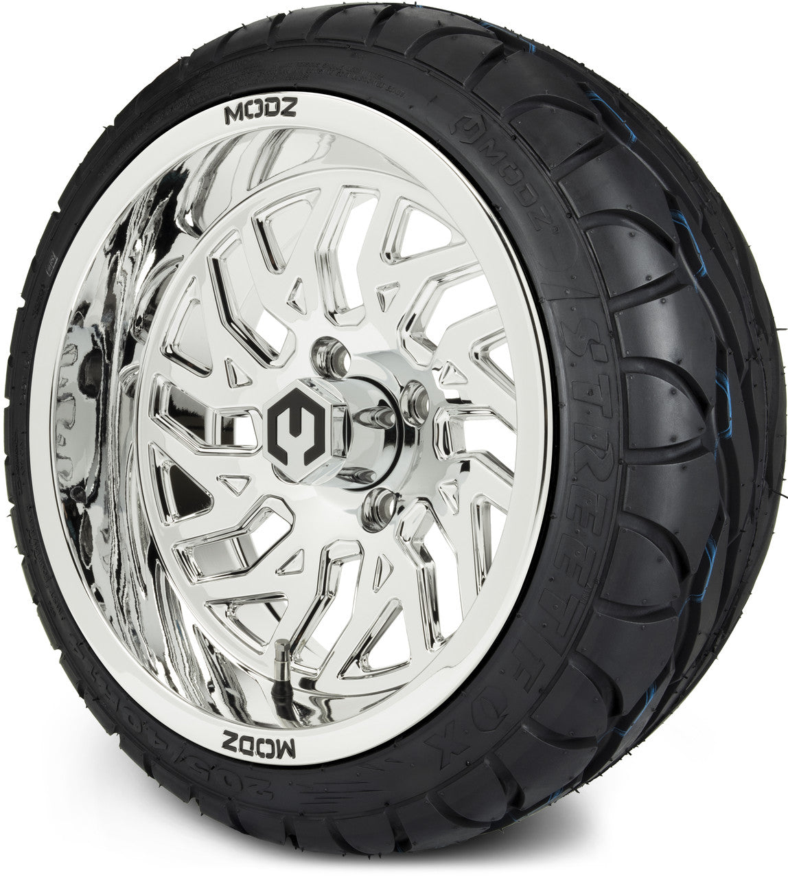 MODZ® 14" Carnage Chrome Wheels & Street Tires Combo (MODZ Street Fox Radial 205/40-14)