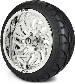 MODZ® 14" Carnage Chrome Wheels & Street Tires Combo (MODZ Street Fox Radial 205/40-14)