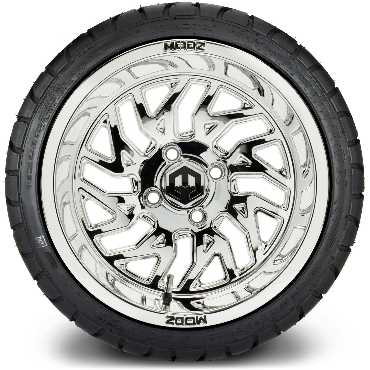 MODZ® 14" Carnage Chrome Wheels & Street Tires Combo (MODZ Street Fox Radial 205/40-14)