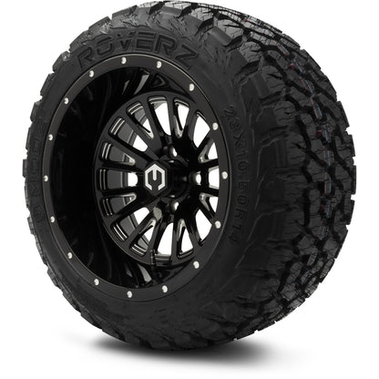 MODZ® 14" Assassin Glossy Black with Ball Mill Wheels & Off-Road Tires Combo (Arisun X-Armory Steel Belted Radial 23x10-R14)
