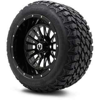 MODZ® 14" Assassin Glossy Black with Ball Mill Wheels & Off-Road Tires Combo (MODZ Gripz 23x10-14)
