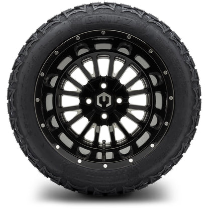MODZ® 14" Assassin Glossy Black with Ball Mill Wheels & Off-Road Tires Combo (Arisun X-Armory Steel Belted Radial 23x10-R14)