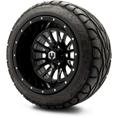 MODZ® 14" Assassin Glossy Black with Ball Mill Wheels & Street Tires Combo (MODZ Street Fox Radial 23x10-14)