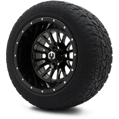 MODZ® 14" Assassin Glossy Black with Ball Mill Wheels & Off-Road Tires Combo (Arisun X-Armory Steel Belted Radial 23x10-R14)