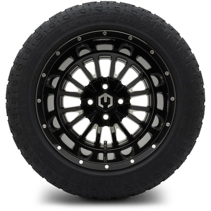 MODZ® 14" Assassin Glossy Black with Ball Mill Wheels & Off-Road Tires Combo (Arisun X-Armory Steel Belted Radial 23x10-R14)