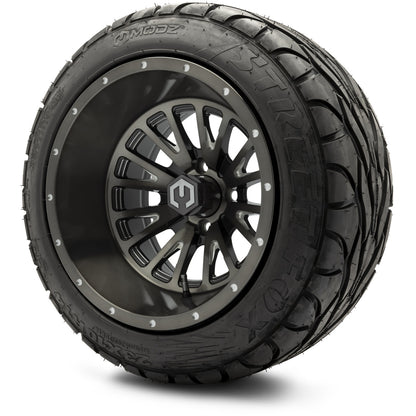 MODZ® 14" Mayhem Brushed Gunmetal with Ball Mill Wheels & Street Tires Combo (MODZ Street Fox Radial 23x10-14)