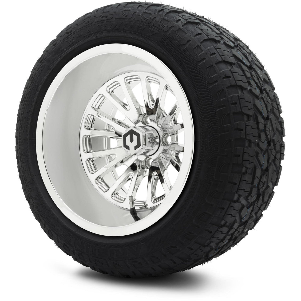 MODZ® 14" Assassin Chrome Wheels & Off-Road Tires Combo (Arisun X-Armory Steel Belted Radial 23x10-R14)