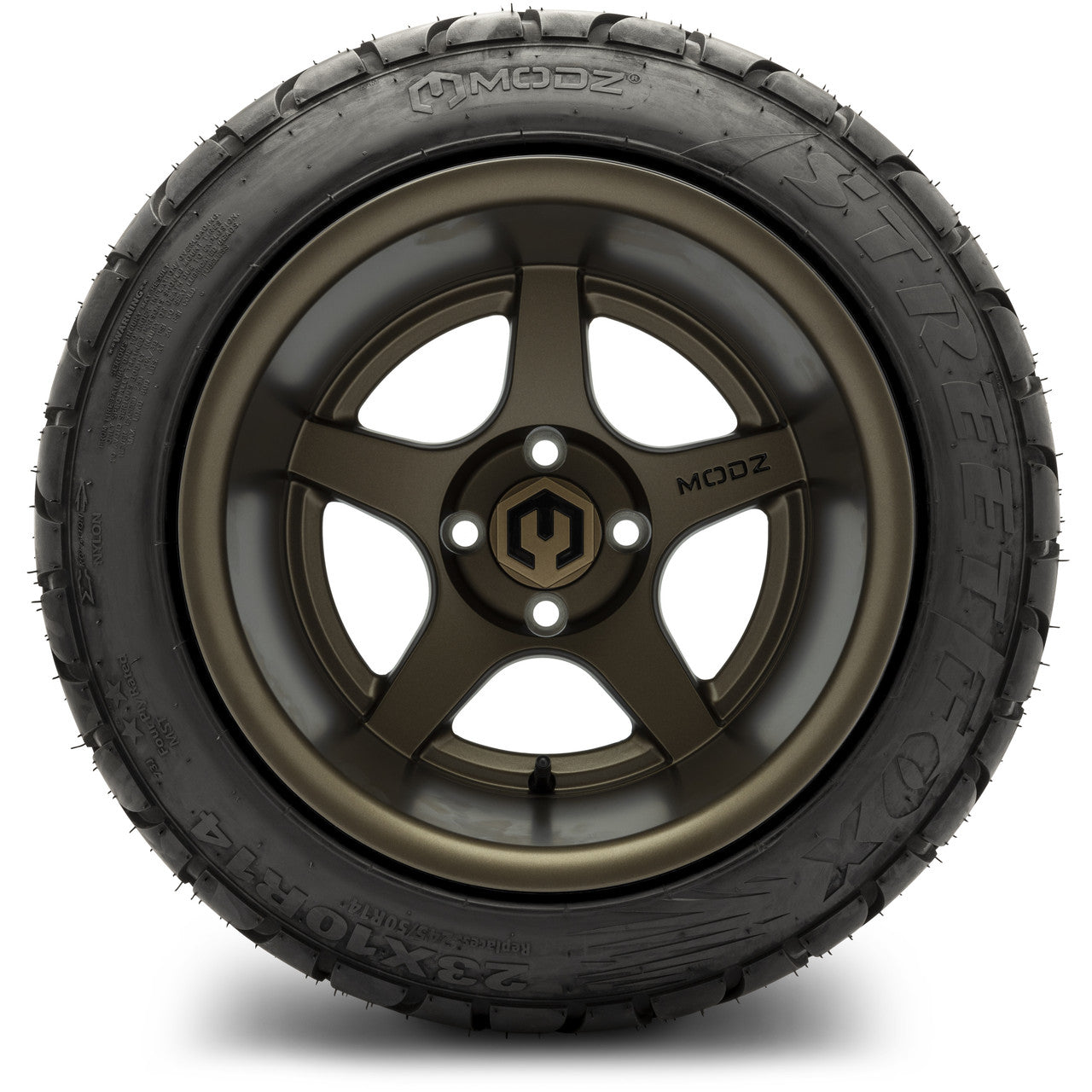 MODZ® 14" Maverick Matte Bronze Wheels & Street Tires Combo (MODZ Street Fox Radial 23x10-14)