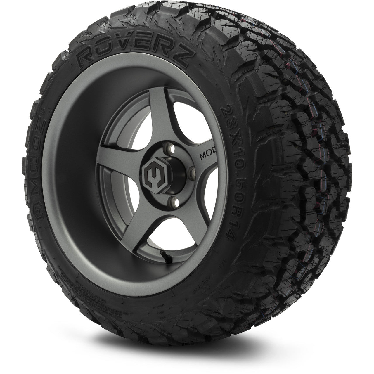 MODZ® 14" Maverick Matte Gunmetal Wheels & Off-Road Tires Combo (MODZ Roverz 23x10.50-14)
