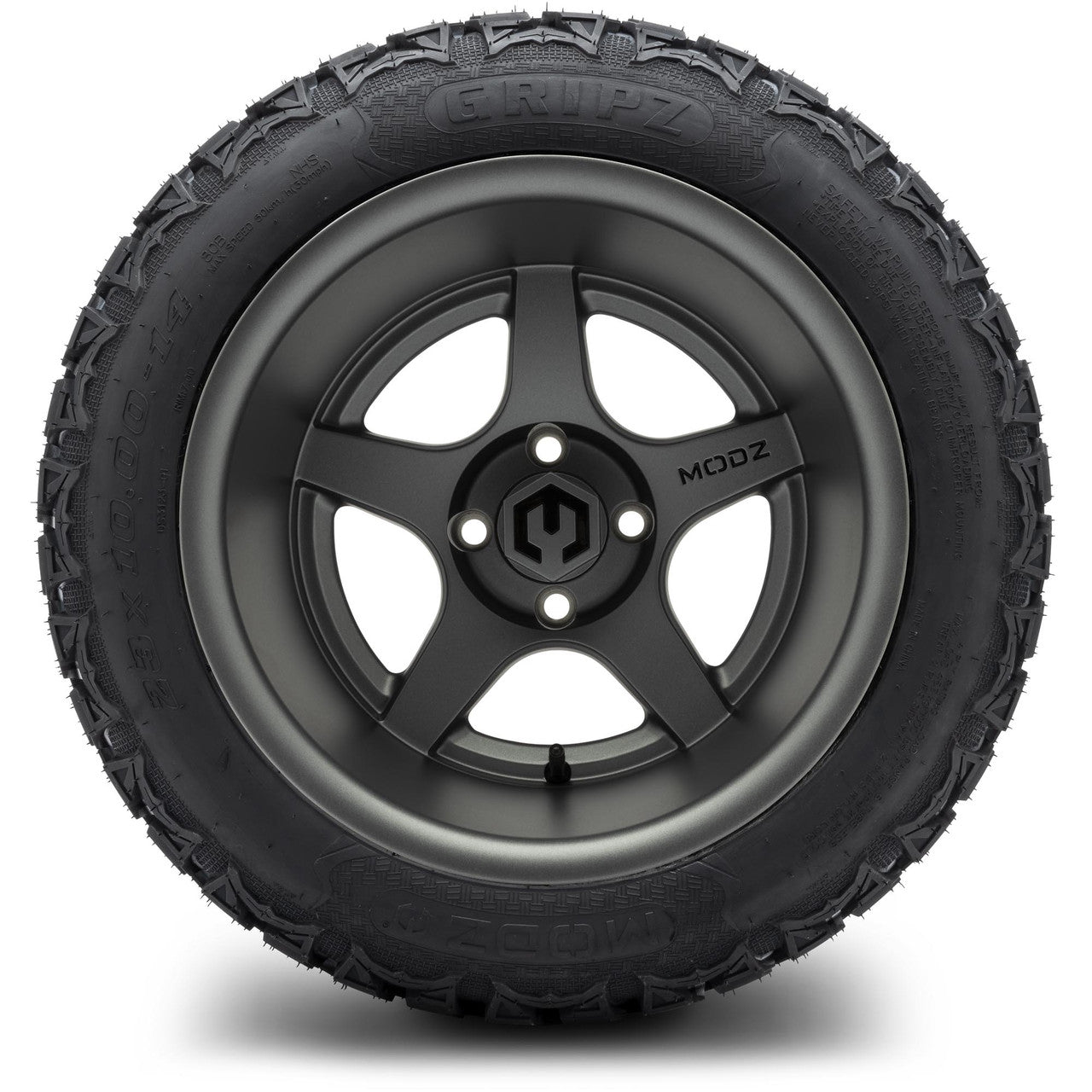 MODZ® 14" Maverick Matte Gunmetal Wheels & Off-Road Tires Combo (Arisun X-Armory Steel Belted Radial 23x10-R14)