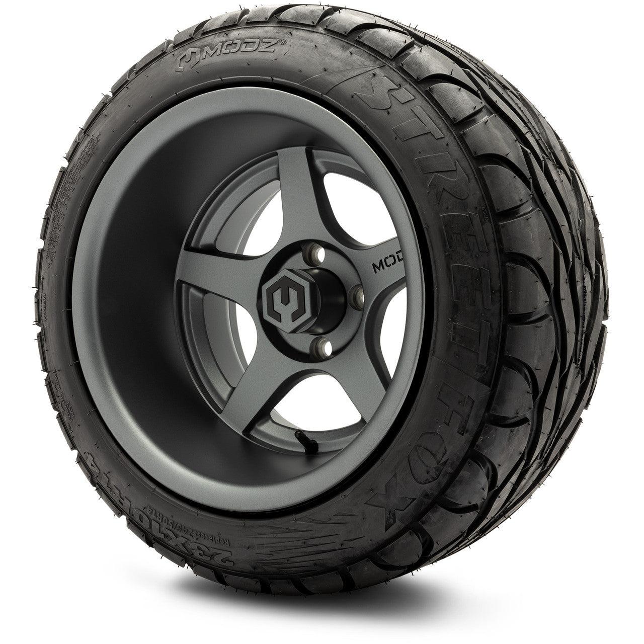 MODZ® 14" Maverick Matte Gunmetal Wheels & Street Tires Combo (MODZ Street Fox Radial 23x10-14)