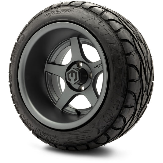 MODZ® 14" Maverick Matte Gunmetal Wheels & Street Tires Combo (MODZ Street Fox Radial 23x10-14)