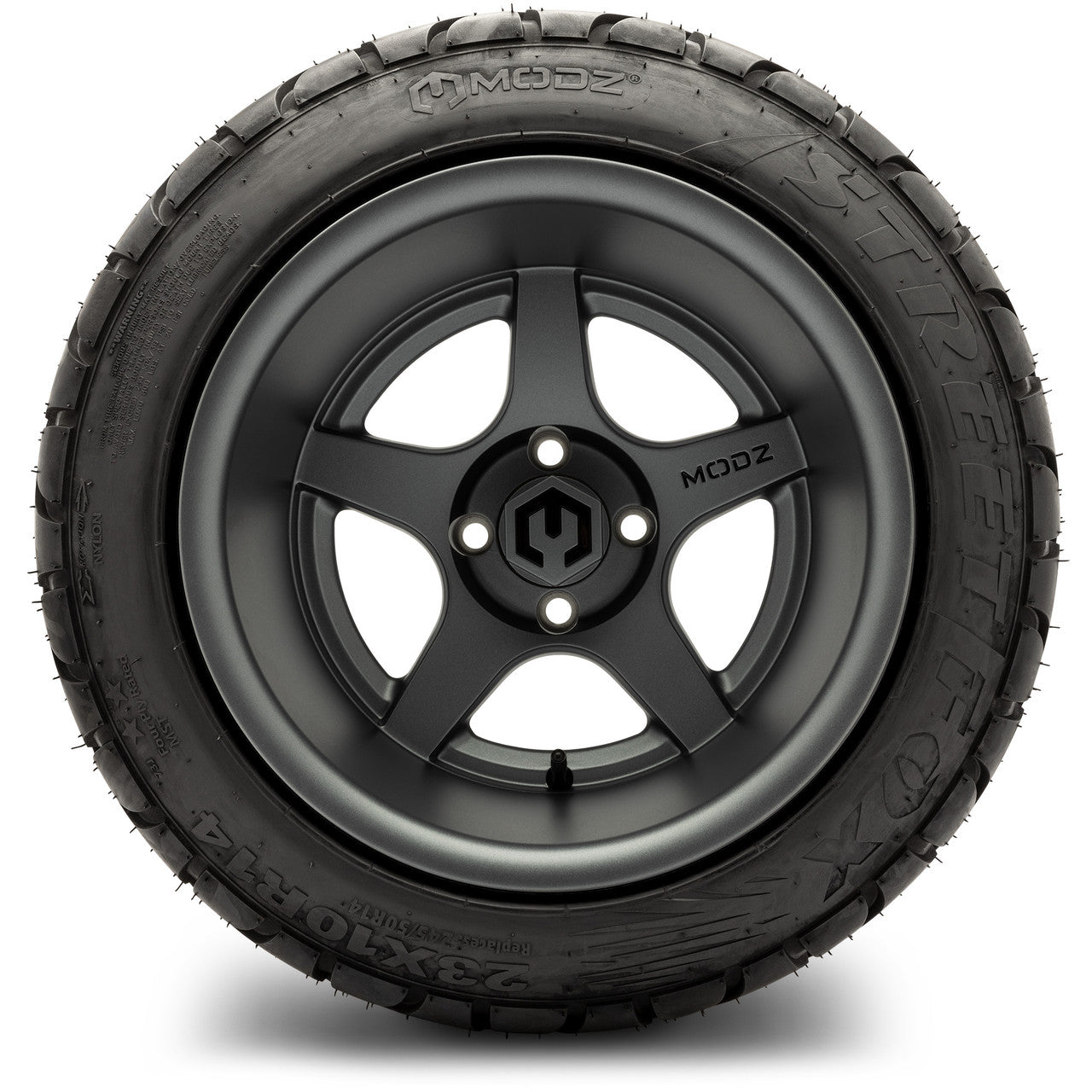 MODZ® 14" Maverick Matte Gunmetal Wheels & Street Tires Combo (MODZ Street Fox Radial 23x10-14)
