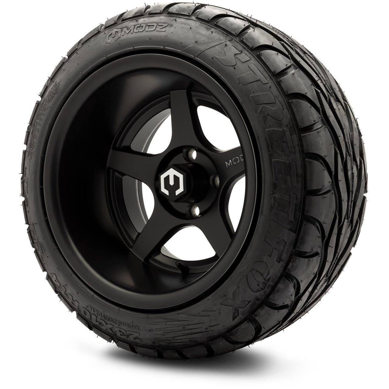MODZ® 14" Maverick Matte Black Wheels & Street Tires Combo (MODZ Street Fox Radial 23x10-14)