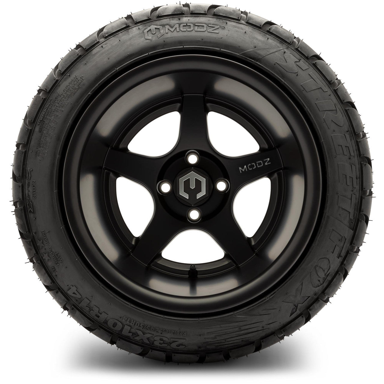 MODZ® 14" Maverick Matte Black Wheels & Street Tires Combo (MODZ Street Fox Radial 23x10-14)