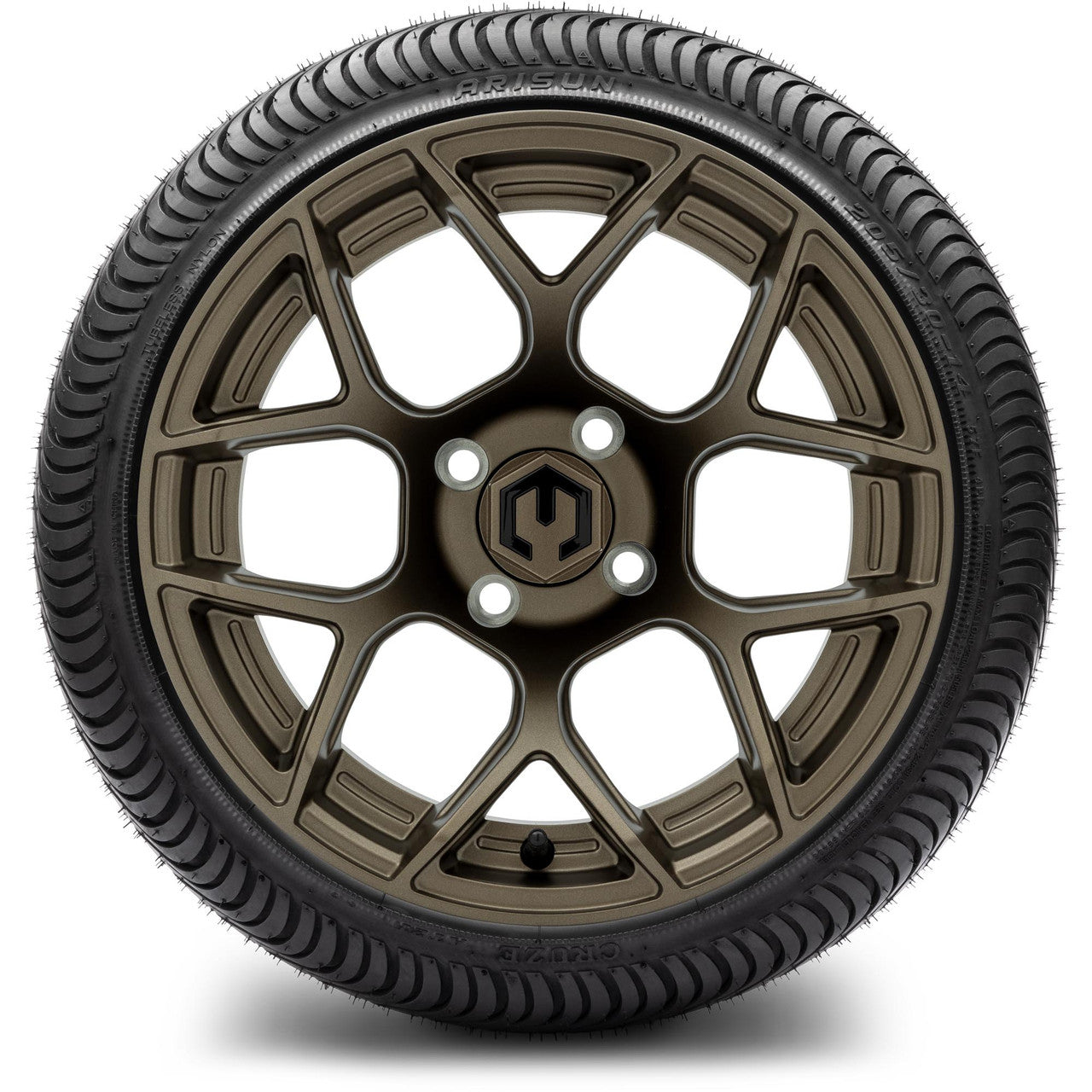 MODZ® 14" Renegade Matte Bronze Wheels & Street Tires Combo (Odyssey Tesseract Steel Belted Radial 215/35-14)