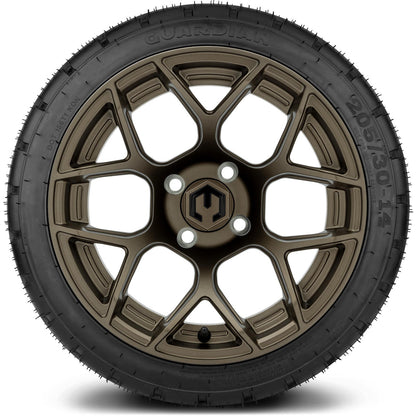 MODZ® 14" Renegade Matte Bronze Wheels & Street Tires Combo (Arisun Cruze 205/30-14)