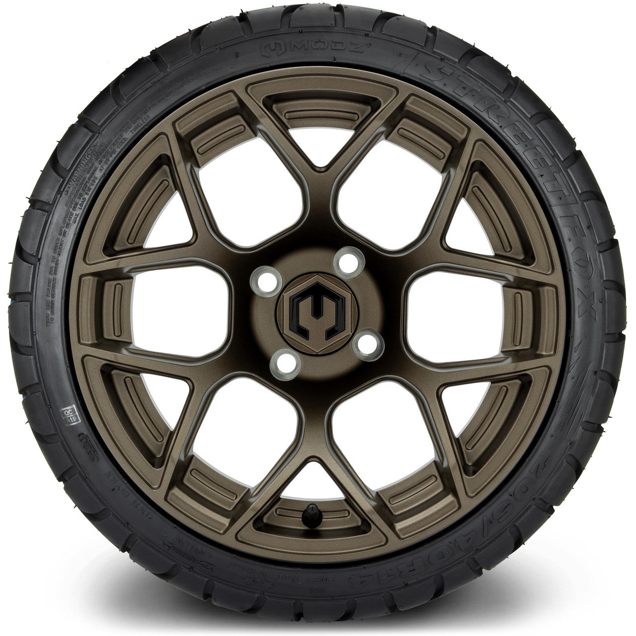 MODZ® 14" Renegade Matte Bronze Wheels & Street Tires Combo (Arisun Cruze 205/30-14)
