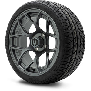 MODZ® 14" Renegade Gunmetal Wheels & Street Tires Combo (Odyssey Tesseract Steel Belted Radial 215/35-14)