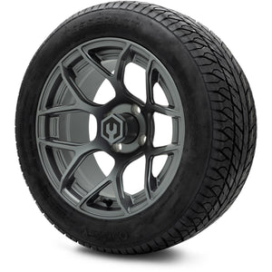 MODZ® 14" Renegade Gunmetal Wheels & Street Tires Combo (Odyssey Tesseract Steel Belted Radial 215/50-14)