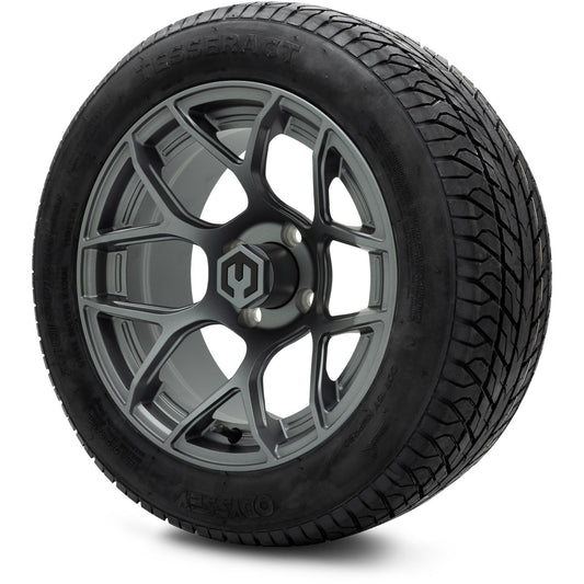 MODZ® 14" Renegade Gunmetal Wheels & Street Tires Combo (Odyssey Tesseract Steel Belted Radial 215/50-14)