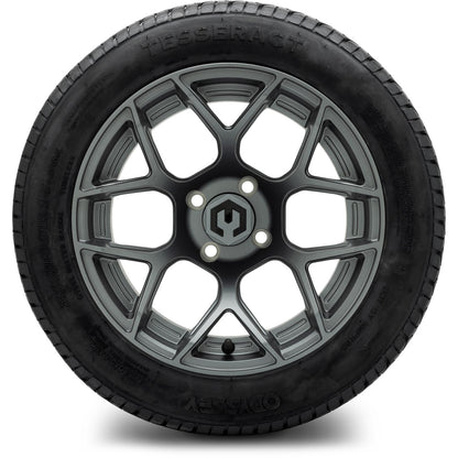MODZ® 14" Renegade Gunmetal Wheels & Street Tires Combo (Odyssey Tesseract Steel Belted Radial 215/35-14)