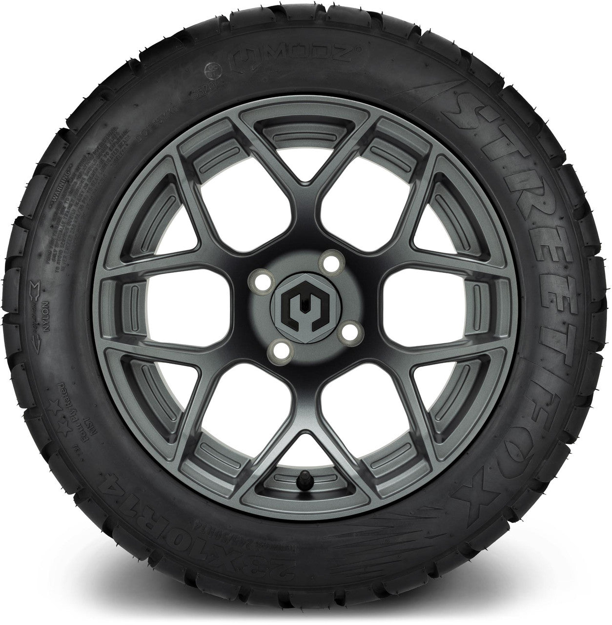 MODZ® 14" Renegade Gunmetal Wheels & Street Tires Combo (MODZ Street Fox Radial 23x10-14)