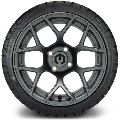 MODZ® 14" Renegade Gunmetal Wheels & Street Tires Combo (Odyssey Tesseract Steel Belted Radial 215/50-14)