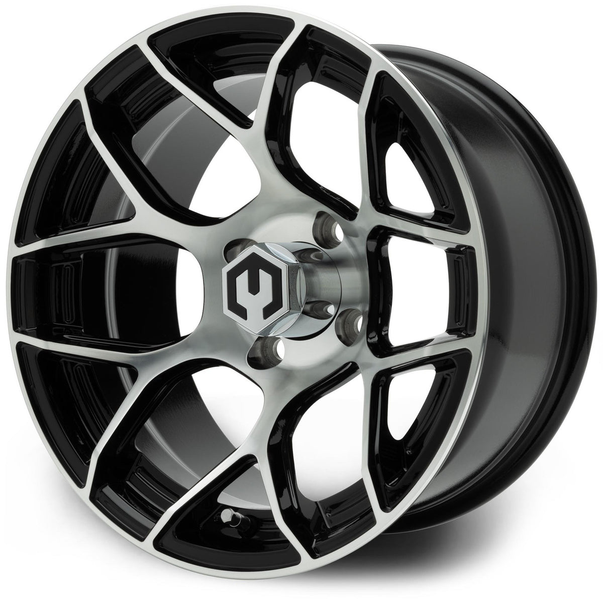 MODZ® 14" Renegade Machined Black Wheels & Street Tires Combo (Odyssey Tesseract Steel Belted Radial 215/50-14)