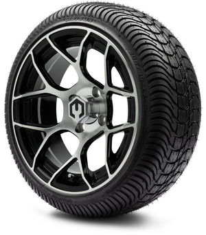MODZ® 14" Renegade Machined Black Wheels & Street Tires Combo (Arisun Cruze 205/30-14)