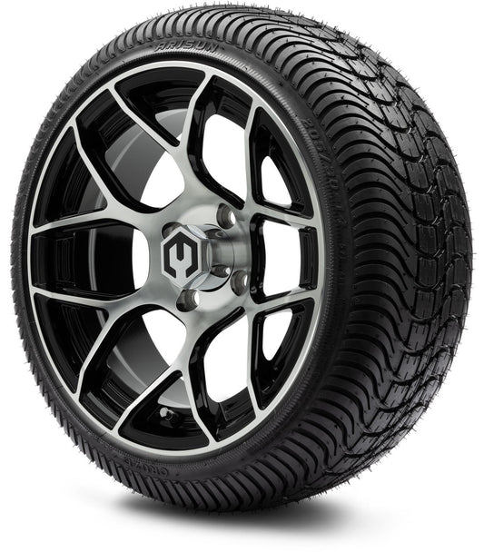 MODZ® 14" Renegade Machined Black Wheels & Street Tires Combo (Arisun Cruze 205/30-14)