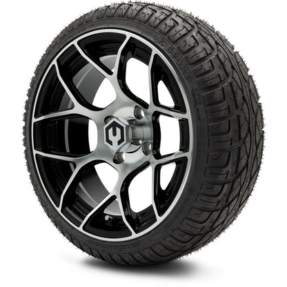 MODZ® 14" Renegade Machined Black Wheels & Street Tires Combo (Arisun Cruze 205/30-14)