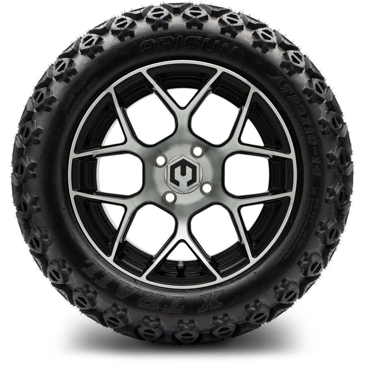 MODZ® 14" Renegade Machined Black Wheels & Off-Road Tires Combo (Arisun X-Trail All-Terrain 23x10-14)