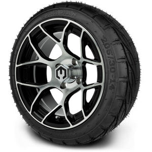 MODZ® 14" Renegade Machined Black Wheels & Street Tires Combo (MODZ Guardian 205/30-14)