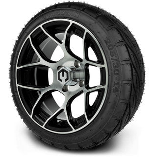 MODZ® 14" Renegade Machined Black Wheels & Street Tires Combo (MODZ Guardian 205/30-14)