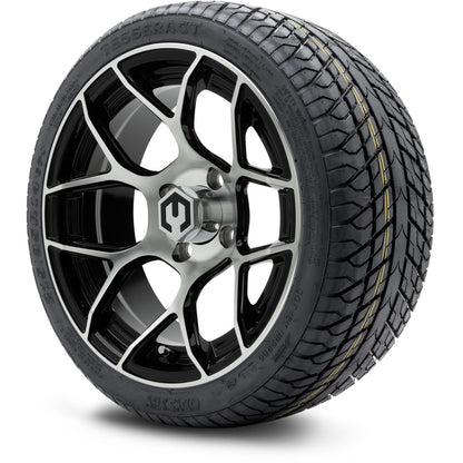 MODZ® 14" Renegade Machined Black Wheels & Street Tires Combo (MODZ Street Fox Radial 205/40-14)