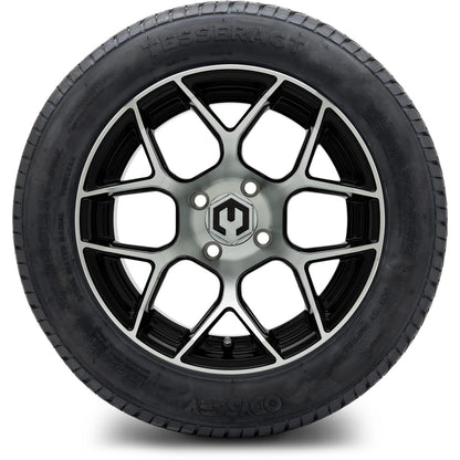 MODZ® 14" Renegade Machined Black Wheels & Street Tires Combo (Odyssey Tesseract Steel Belted Radial 215/35-14)