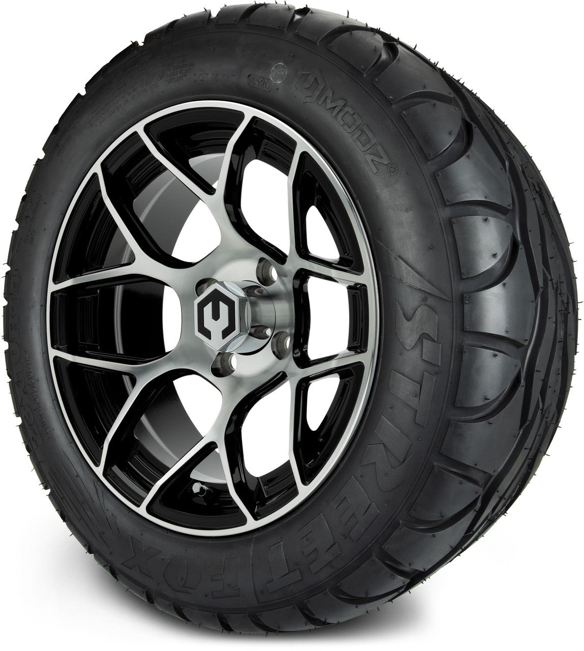 MODZ® 14" Renegade Machined Black Wheels & Street Tires Combo (MODZ Street Fox Radial 23x10-14)