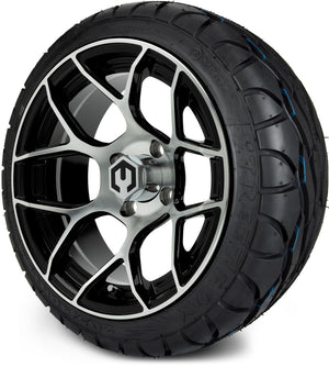 MODZ® 14" Renegade Machined Black Wheels & Street Tires Combo (MODZ Street Fox Radial 205/40-14)