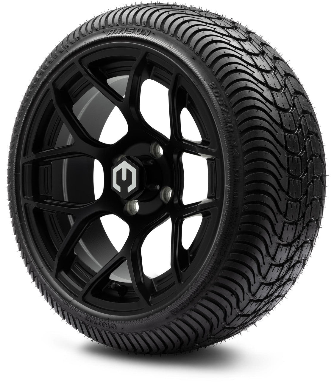 MODZ® 14" Renegade Matte Black Wheels & Street Tires Combo (Odyssey Tesseract Steel Belted Radial 215/50-14)
