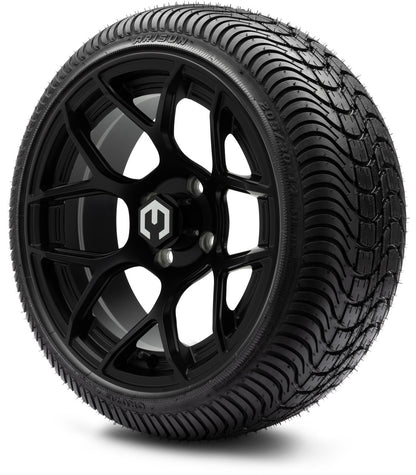 MODZ® 14" Renegade Matte Black Wheels & Street Tires Combo (Odyssey Tesseract Steel Belted Radial 215/35-14)