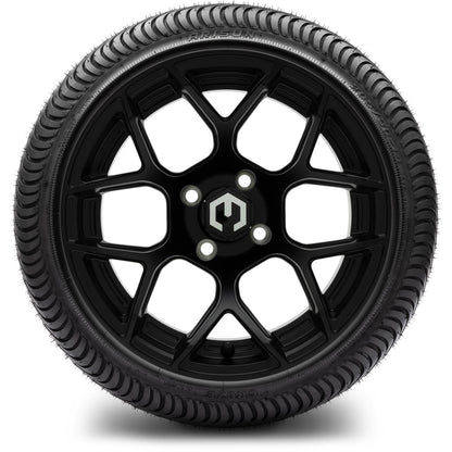MODZ® 14" Renegade Matte Black Wheels & Street Tires Combo (Odyssey Tesseract Steel Belted Radial 215/35-14)
