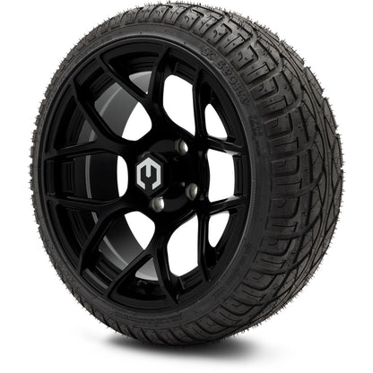 MODZ® 14" Renegade Matte Black Wheels & Street Tires Combo (Odyssey Tesseract Steel Belted Radial 215/35-14)