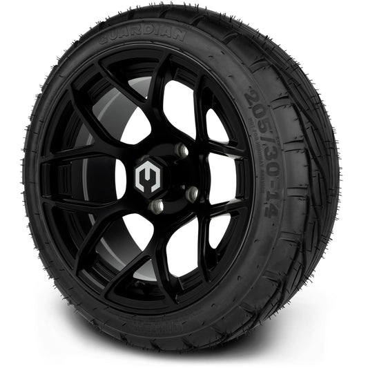 MODZ® 14" Renegade Matte Black Wheels & Street Tires Combo (MODZ Guardian 205/30-14)